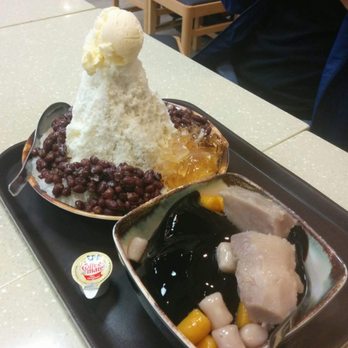 Meet Fresh - Right: red bean milk shaved ice Left: signature icy grass jelly with added taro - Desserts Near Me - Chapel Hill, North Carolina Meet Fresh - Right: red bean milk shaved ice Left: signature icy grass jelly with added taro - Desserts Near Me - Chapel Hill, North Carolina