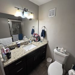 myStarMaid Cleaning Services - Bathroom- everything g cleaned including baseboards, shower door, and around the fan.