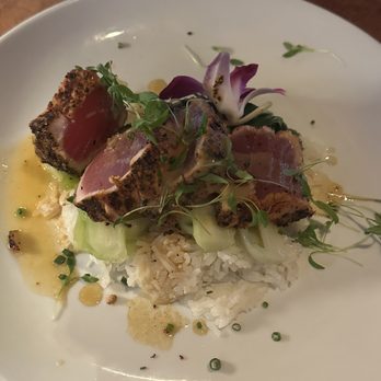 The Beachcomber - Sesame Seared Yellow Fin Tuna with coconut butter rice ($38)...delicious - Seafood Near Me - Newport Beach, California