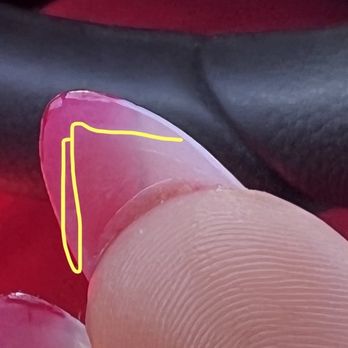 Polished Nail Bar - This is how low he has it - I has to ask him to do it longer like the photo I showed him - Nail Salons Near Me - Charlotte, North Carolina