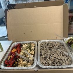 Empanada Papa - Chicken kebabs with roasted peppers and moros rice.