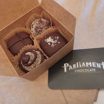 Parliament Chocolate - Truffles - Rosewater, Vanilla, Orange and Chocolate Salted Caramel - Chocolatiers & Shops Near Me - Redlands, California Parliament Chocolate - Truffles - Rosewater, Vanilla, Orange and Chocolate Salted Caramel - Chocolatiers & Shops Near Me - Redlands, California