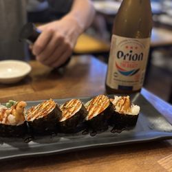 Momo Sushi - Spider roll, and the Okinawan Orion beer.