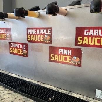 Junior Colombian Burger - Sauces for days! - Burgers Near Me - Orlando, Florida Junior Colombian Burger - Sauces for days! - Burgers Near Me - Orlando, Florida