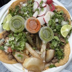 Carbs Asada tacos, grilled onion and jalapeño