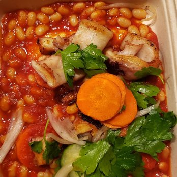 SPQR - $48 "family entree" salmon and 1 piece of octopus and a can of beans! THANKS, SPQR. Making Romans proud, to be sure! - Italian Near Me - San Francisco, California