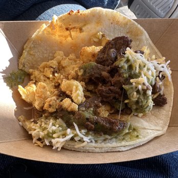 The Peached Tortilla - Korean steak and egg taco with one bite done... - Tacos Near Me - Austin, Texas The Peached Tortilla - Korean steak and egg taco with one bite done... - Tacos Near Me - Austin, Texas