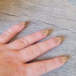 Gold gel polish manicure