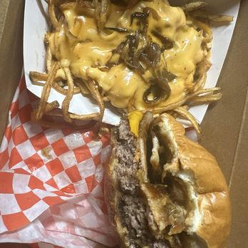 Mack Shack - Og Mack and cheese sauce and onion fries - Burgers Near Me - Canoga Park, California