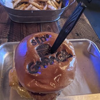Sids Garage - Whiskey Bacon Burger and Truffle Parm fries - Burgers Near Me - Meridian, Idaho