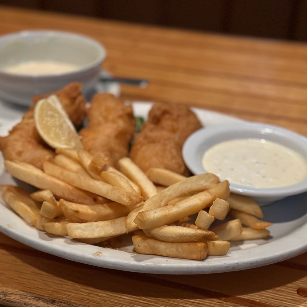 Turk's Dana Warf - Fish & Chips w lg meat portions & crispy batter. My fabulous server recommended saving a bit of chowder for fry dunking!!! Great tip! - Dive Bars Near Me - Dana Point, California Turk's Dana Warf - Fish & Chips w lg meat portions & crispy batter. My fabulous server recommended saving a bit of chowder for fry dunking!!! Great tip! - Dive Bars Near Me - Dana Point, California