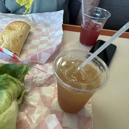 Arnold Palmer and a Berry drink, along with my lettuce wrapped Cabo and a roast beef. Great job guys!