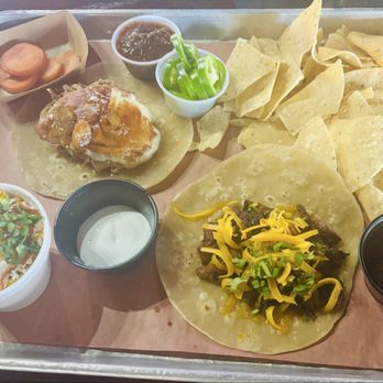 The Pit Room - Museum District - Chicken and brisket tacos, elote, chips and salsa - Barbeque Near Me - Houston, Texas The Pit Room - Museum District - Chicken and brisket tacos, elote, chips and salsa - Barbeque Near Me - Houston, Texas