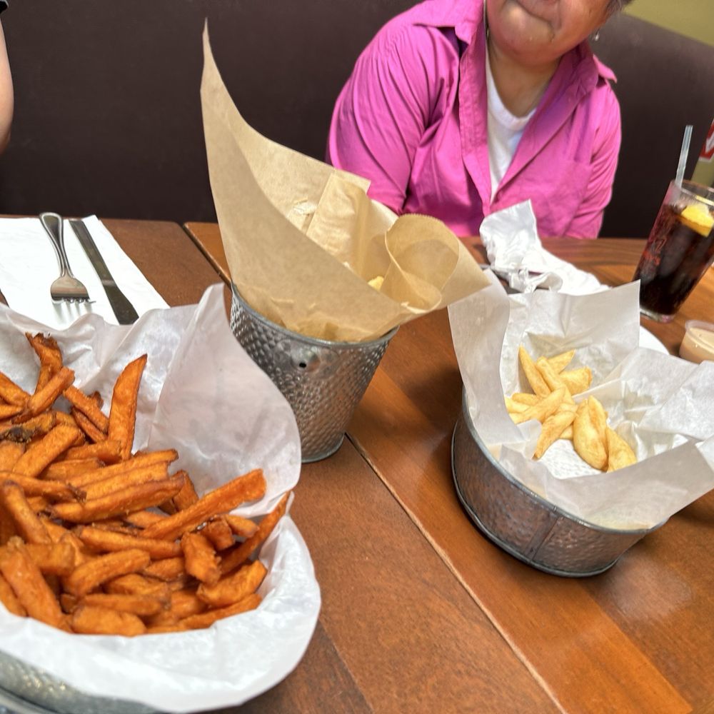 Sweet potatoes, steak fries and truffle fries Sweet potatoes, steak fries and truffle fries