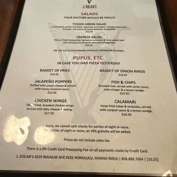 J. Dolan's - Menu - Pizza Near Me - Honolulu, Hawaii
