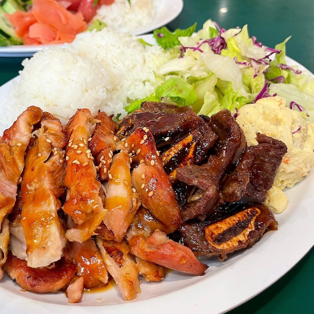 Ladybug Café - Chicken Teriyaki & Kalbi Plate - Japanese Near Me - Gardena, California Ladybug Café - Chicken Teriyaki & Kalbi Plate - Japanese Near Me - Gardena, California