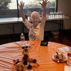 Volunteer/phone coordinator is happy to at the volunteer appreciation breakfast