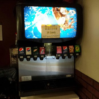 Mamma Lucia's Pizzeria - Soda fountain dispenser. Refills are 25 cents. You can also buy bottled drinks from a vending machine. - Pizza Near Me - Pittsburgh, Pennsylvania Mamma Lucia's Pizzeria - Soda fountain dispenser. Refills are 25 cents. You can also buy bottled drinks from a vending machine. - Pizza Near Me - Pittsburgh, Pennsylvania