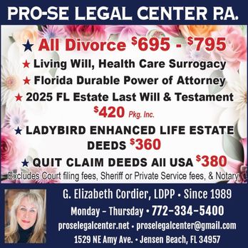Pro-Se Legal Center - 2025 Summer costs and fees. Please inquire about Senior Discounts. - Divorce & Family Law Near Me - Jensen Beach, Florida Pro-Se Legal Center - 2025 Summer costs and fees. Please inquire about Senior Discounts. - Divorce & Family Law Near Me - Jensen Beach, Florida
