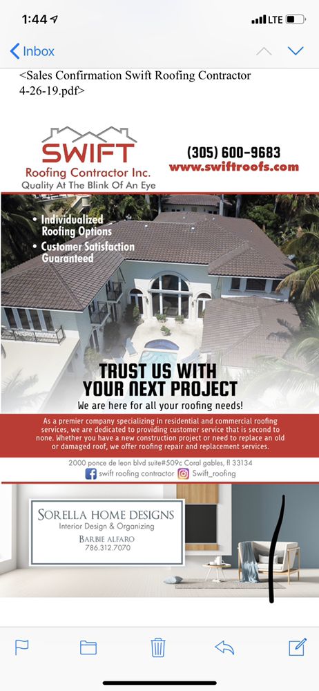 Slide of Swift Roofing Contractor