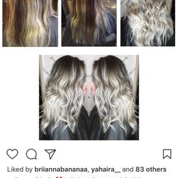 Le & Be - The first two pictures are what Marie did to my hair the bottom two are how it got fixed