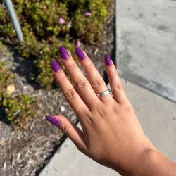 Palm Nails - purple glitter dip