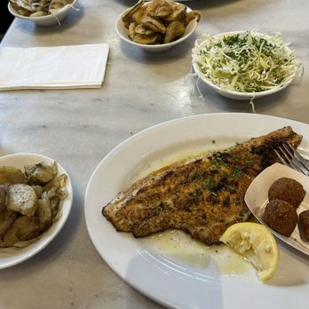 The Fish Market Restaurant - Grilled redfish, Greek potatoes, slaw, fried whiting fillets, fried pickles, hush puppies. - Seafood Markets Near Me - Birmingham, Alabama The Fish Market Restaurant - Grilled redfish, Greek potatoes, slaw, fried whiting fillets, fried pickles, hush puppies. - Seafood Markets Near Me - Birmingham, Alabama