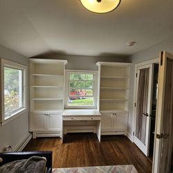 Ultimate Kitchens & Furniture Plus - CUSTOM COLOR WHITE PAINTED FINISH BUILT IN DESK WITH BOOKCASES