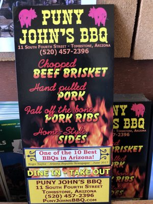 Menu photo 4 Puny John's BBQ Tombstone, AZ