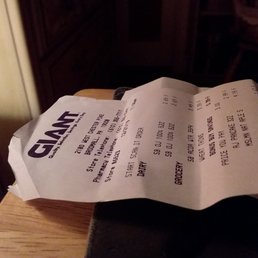 A Giant receipt. A Giant receipt.