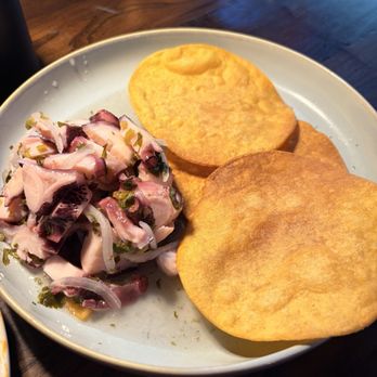 AltaToro - Octopus Ceviche with baked corn tortillas (GF) - Latin American Near Me - Atlanta, Georgia AltaToro - Octopus Ceviche with baked corn tortillas (GF) - Latin American Near Me - Atlanta, Georgia