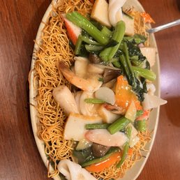 Pan Fried Noodles with Seafood