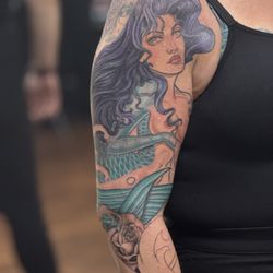 White Lotus Body Arts Tattoo - Work in progress mermaid coverup tattoo