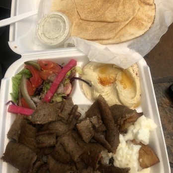 Cedars Restaurant - Gyro Plate...I couldn't make a happy plate there was so much food. - Lebanese Near Me - Memphis, Tennessee