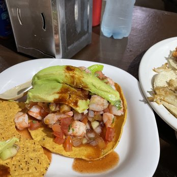 Claro Fish Jr - Cooked shrimp ceviche tostada - Seafood Near Me - La Paz, BCS