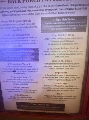 Menu photo 4 Back Porch Bar & Grill Jacksonville, OR Menu photo 4 Back Porch Bar & Grill Jacksonville, OR