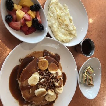 Another Broken Egg Cafe - Bourbon pancakes bananas pecans eggs fruit - Breakfast & Brunch Near Me - Clearwater Beach, Florida