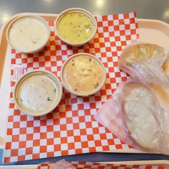 Pike Place Chowder - New England Clam Chowder, Smoked Salmon Cheddar Chowder, Market Chowder, and Crab & Oyster Chowder (in no particular order) - Seafood Near Me - Seattle, Washington