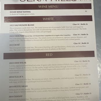 Séka Hills Tasting Room - Wine menu - Venues & Event Spaces Near Me - Brooks, California Séka Hills Tasting Room - Wine menu - Venues & Event Spaces Near Me - Brooks, California