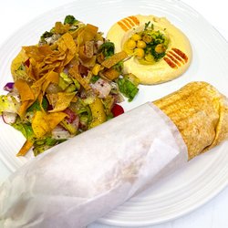 Tabouli by Eddy's - Shawarma Wrap with Fattoush salad and hummus