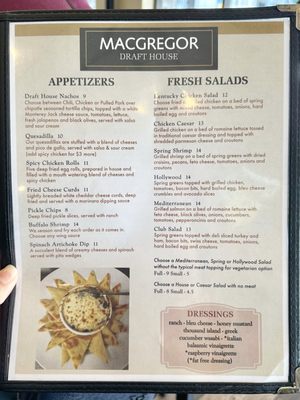 Menu photo 5 MacGregor Draft House Cary, NC