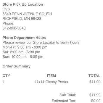 CVS Pharmacy - The confirmation email they sent when I ordered - Drugstores Near Me - Richfield, Minnesota
