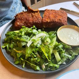 Stuffed schnitzel with salad Stuffed schnitzel with salad