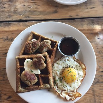 Commune - Waffle with sausage - Cafes Near Me - Virginia Beach, Virginia