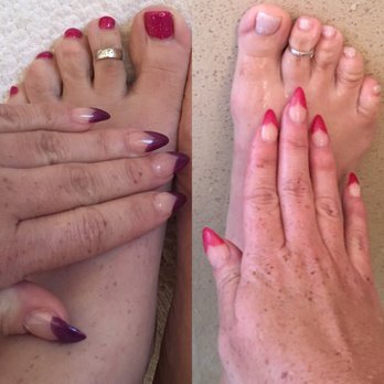 Passion Nails and Spa - Color changing polish: left is cold, right is hot... - Nail Salons Near Me - Cupertino, California Passion Nails and Spa - Color changing polish: left is cold, right is hot... - Nail Salons Near Me - Cupertino, California