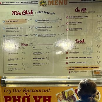 Xe Com Tam VH - Menu - Food Trucks Near Me - Westminster, California Xe Com Tam VH - Menu - Food Trucks Near Me - Westminster, California