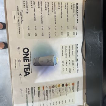 One Tea - Milk teas and such menu - Bubble Tea Near Me - Temple City, California