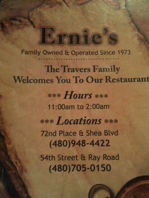 Menu photo 5 Ernie's Restaurant & Bar Scottsdale, AZ Menu photo 5 Ernie's Restaurant & Bar Scottsdale, AZ