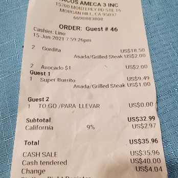 Tacos Ameca #3 - For 1 fake gordita and a burrito I paid $35.96! - Mexican Near Me - Morgan Hill, California Tacos Ameca #3 - For 1 fake gordita and a burrito I paid $35.96! - Mexican Near Me - Morgan Hill, California