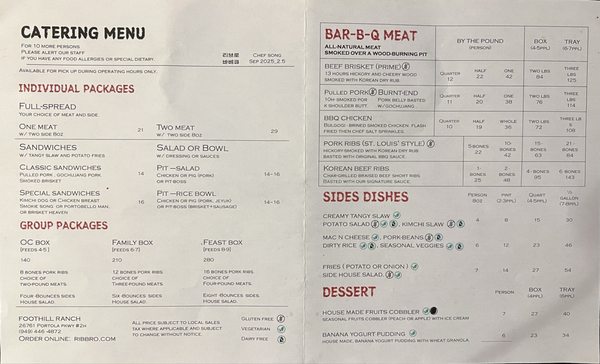 Menu photo 2 Ribbro Bbq Foothill Ranch, CA
